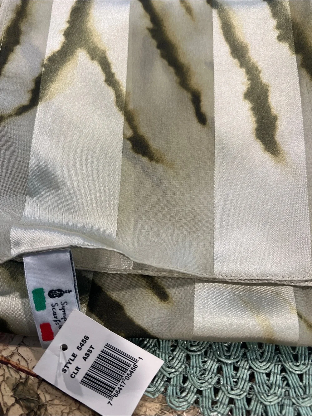 NWT Symphony Sage Stripe scarf.